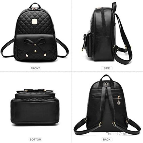 Mini Vegan Leather Backpack Purse with Adjustable Straps, Multi-Pocket